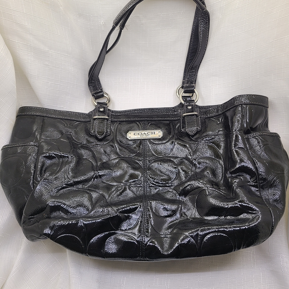 Coach Shiny Black Shoulder Bag